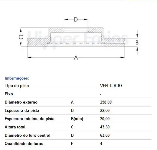 DISCO FREIO DIANTEIRO FOCUS 2000 A 2008 VENTILADO