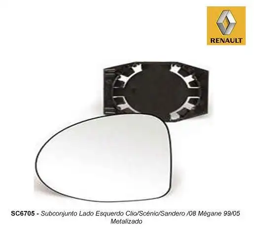 VIDRO ESPELHO RENAULT MEGANE 1999 A 2005 ESQ C/ CARCACA
