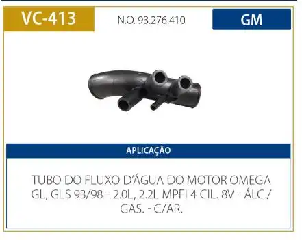 TUBO REFRIGERACAO MOTOR OMEGA 2.0 2.2 8V 1993 A 1995 C/ AR