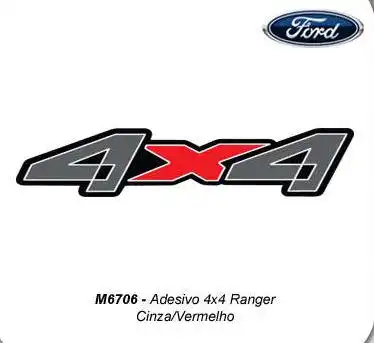 EMBLEMA ADESIVO "4X4" RANGER (CINZA/VERMELHO)
