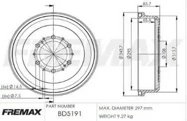 TAMBOR FREIO TRASEIRO TOYOTA TOYOTA HILUX 2.8 8V 1995 A 2001