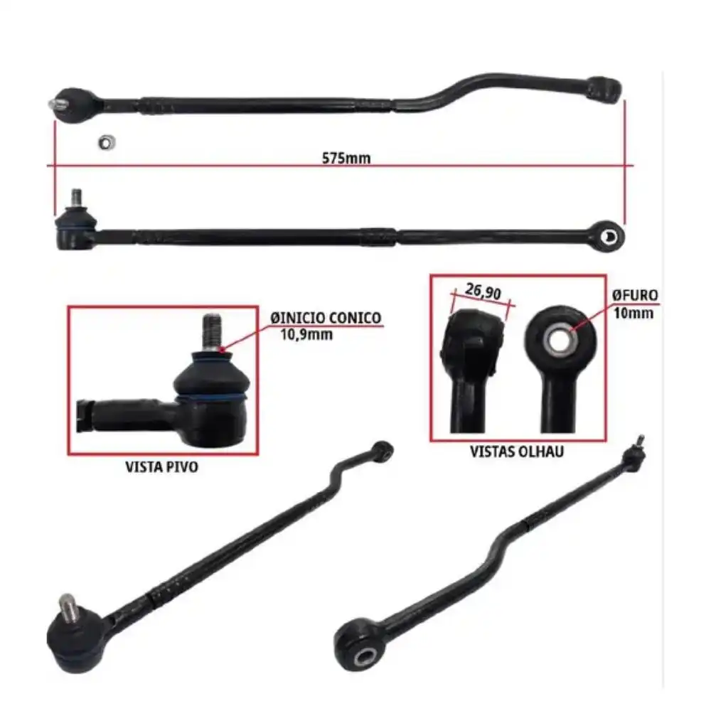 BARRA DIRECAO GOL MI 1.0 8V 16V 1997 A 1999 FIXA DIREITA