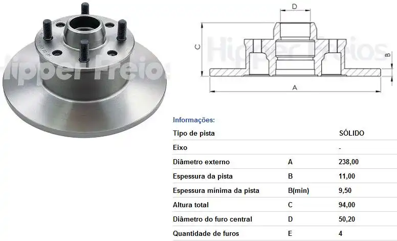 DISCO FREIO DIANTEIRO CHEVETTE 1981 A 1996 SOLIDO