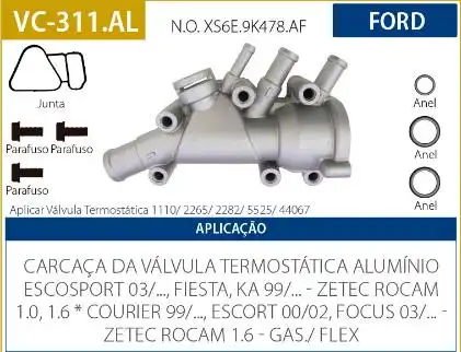 CARCACA VALVULA TERMOSTATICA FIESTA 1.0 1.6 1999/ ZETEC ROCA
