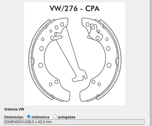 SAPATAS FREIO GOLF 1.8 8V 1994 A 1997 COM ALAVANCA