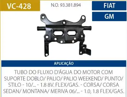 TUBO REFRIGERACAO MOTOR FIAT PALIO 1.8 8V 2010/ COM SUPORTE