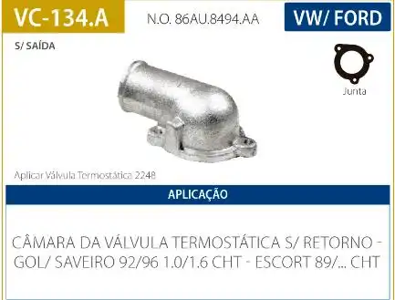 CAMARA VALVULA TERMOSTATICA GOL G1 1.6 1992 A 1996 CHT