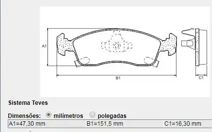 PASTILHA FREIO DIANTEIRA COBALT 1.4 1.8 2012/