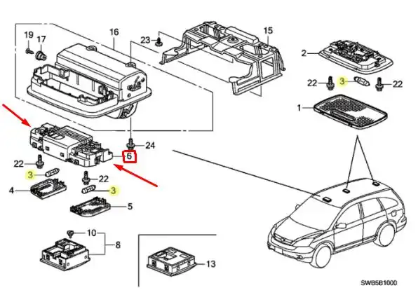 BASE LUZ INTERNA HONDA CR-V 07/