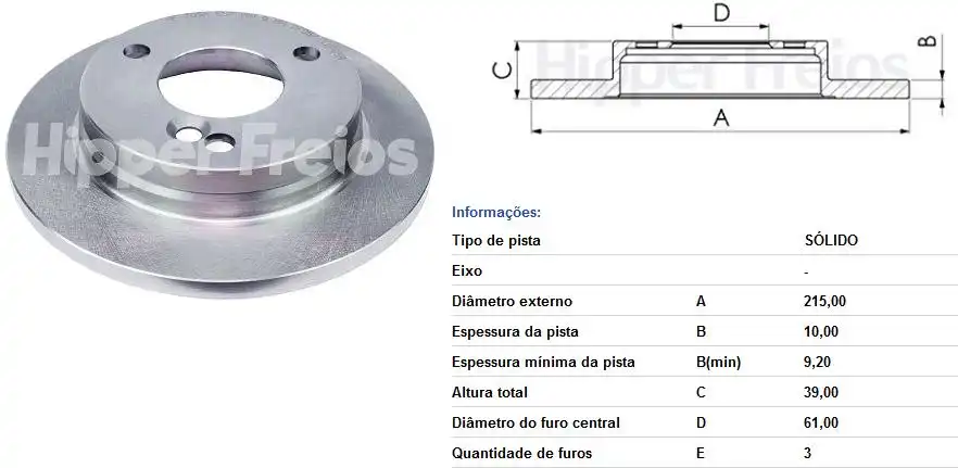 DISCO FREIO DIANTEIRO RENAULT KWID 1.0 2018/ SOLIDO