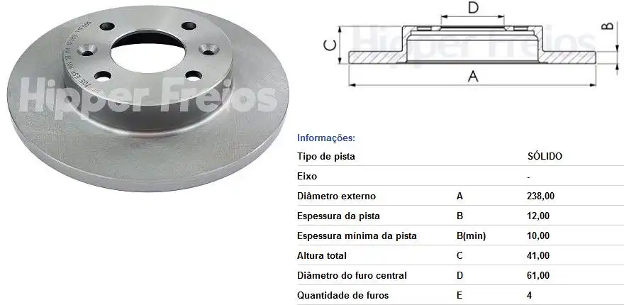 DISCO FREIO DIANTEIRO RENAULT CLIO 1.0 1995 A 2016 SOLIDO