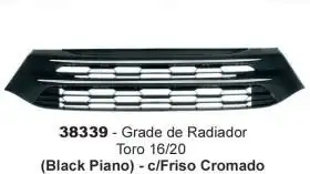 GRADE RADIADOR FIAT TORO 16/20 BLACK PIANO COM FRISO CROMADO
