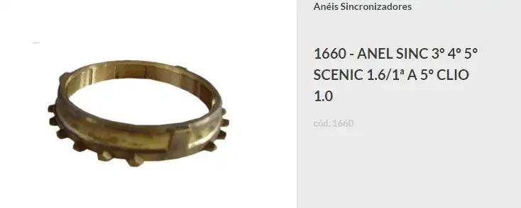 ANEL SINCRONIZADO RENAULT CLIO 1 2 3 4 5 SCENIC 3 4 5
