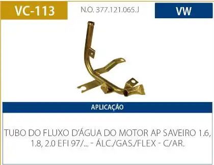 TUBO REFRIGERACAO MOTOR GOL G2 1.6 1.8 2.0 1998/ AP COM AR