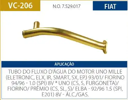 TUBO REFRIGERACAO MOTOR FIAT UNO 1.5 8V 1991 A 1996