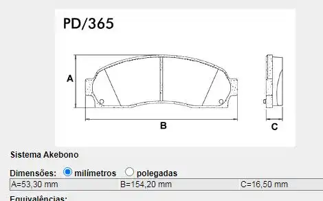 PASTILHA FREIO DIANTEIRA RANGER 4X4 4X2 2007 A 2012