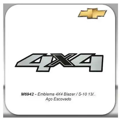 EMBLEMA ADESIVO "4X4" S-10 12/ LATERAL TRAS CINZA/GRAFITE