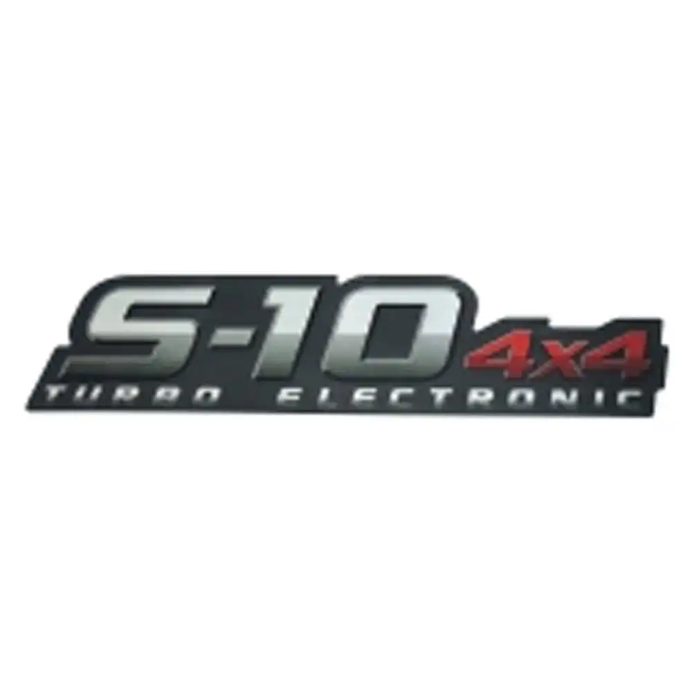 EMBLEMA ADESIVO "S-10 4X4 TURBO ELECTRONIC" VERMELHO