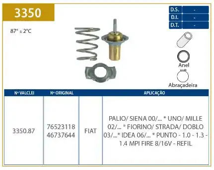 VALVULA TERMOSTATICA FIAT UNO 1.0 8V 2002 A 2006 FIRE