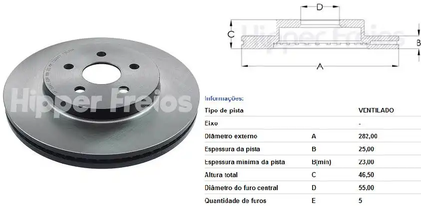 DISCO FREIO DIANTEIRO COROLLA 2.0 16V 2019 ACIMA VENTILADO