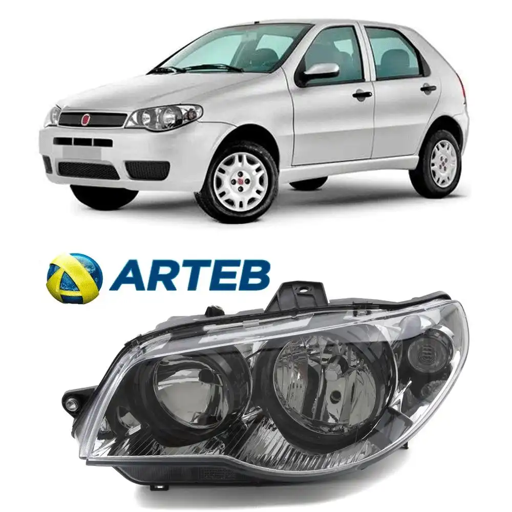 FAROL FIAT PALIO 04/ ESQ C/ MASCARA CROMADA ARO PRETO