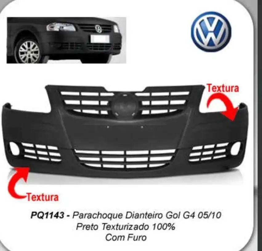 PARACHOQUE DIANTEIRO GOL G4 2006 A 2010 PRETO TEXT C/ FAROLE