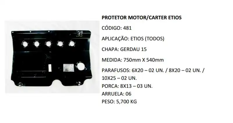 PROTETOR MOTOR TOYOTA ETIOS 1.3,1.5 2012/ REFORCADO