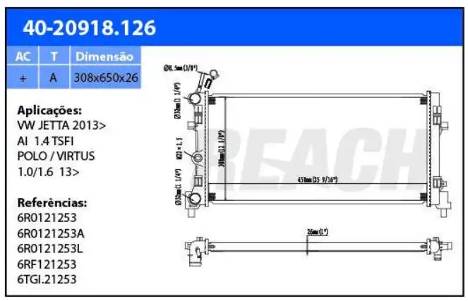 RADIADOR POLO 1.0 12V TSI 2018 EM DIANTE