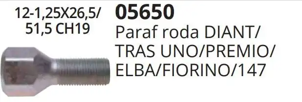 PARAFUSO RODA FIAT 147 UNO PALIO ( ZINCADO )