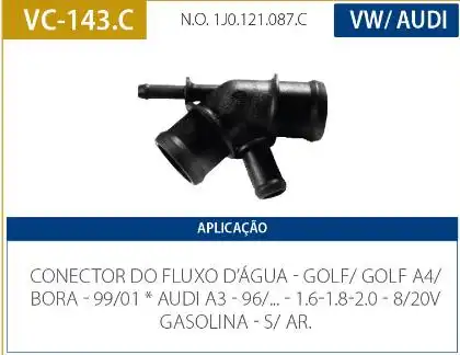 TUBO CONEXAO DAGUA GOLF 1.6 1.8 1999/ SEM AR CONDICIONADO