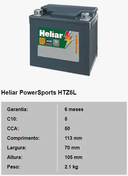 BATERIA UNIVERSAL MOTO HTZ6L 12V 5 AMP
