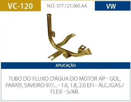 TUBO REFRIGERACAO MOTOR GOL G2 G3 G4 1.6 1.8 1998/ AP SEM AR