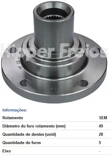 CUBO RODA DIANT DUCATO 2.5/2.8 98/ S/ ROLAMENTO