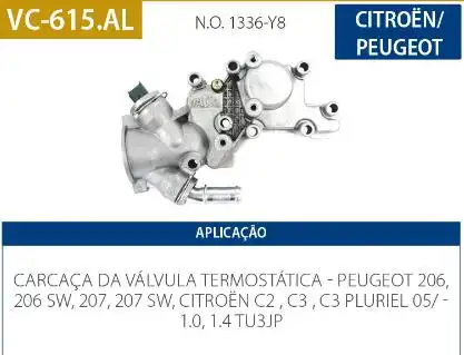 CARCACA VALVULA TERMOSTATICA PEUGEOT 206 1.0 1.4 2005 A 2013
