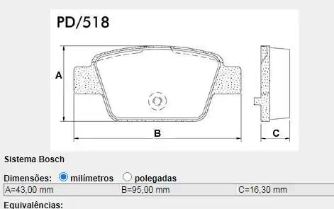 PASTILHA FREIO TRASEIRA FIAT STILO 1.8 8V 16V 2003/