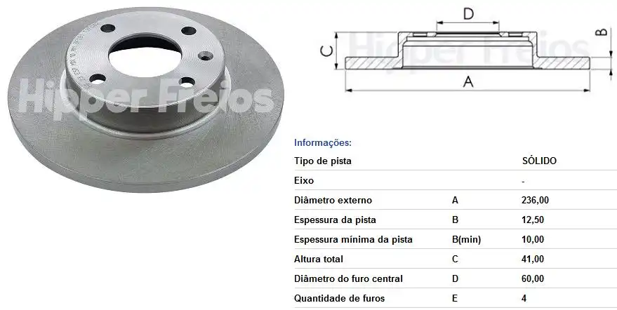 DISCO FREIO DIANTEIRO CORSA 1.0 1.4 1994/ SOLIDO