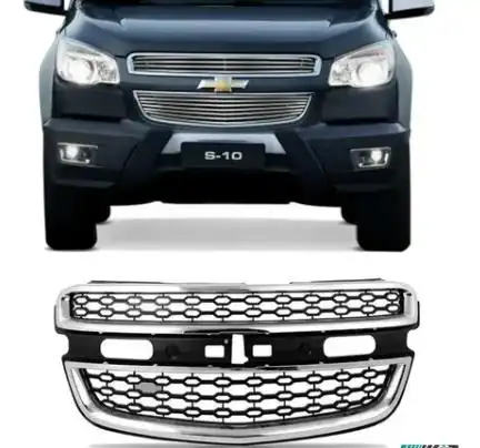 GRADE RADIADOR S-10 2012 A 2016 PRETA C/MOLDURA CROMADA