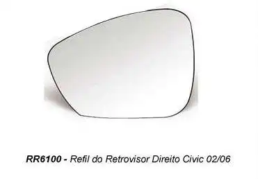 VIDRO ESPELHO EXT HONDA CIVIC 02/06 DIR S/CARCACA