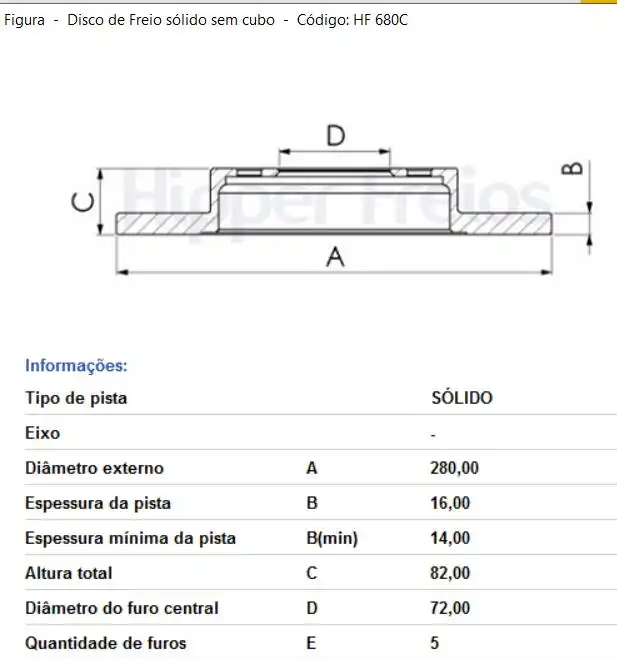 DISCO FREIO TRAS FIAT DUCATO 2.3 2.5 2.8 ARO 15 BOXER JUMPER