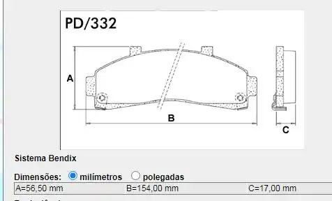 PASTILHA FREIO DIANTEIRA RANGER 1995 A 2007