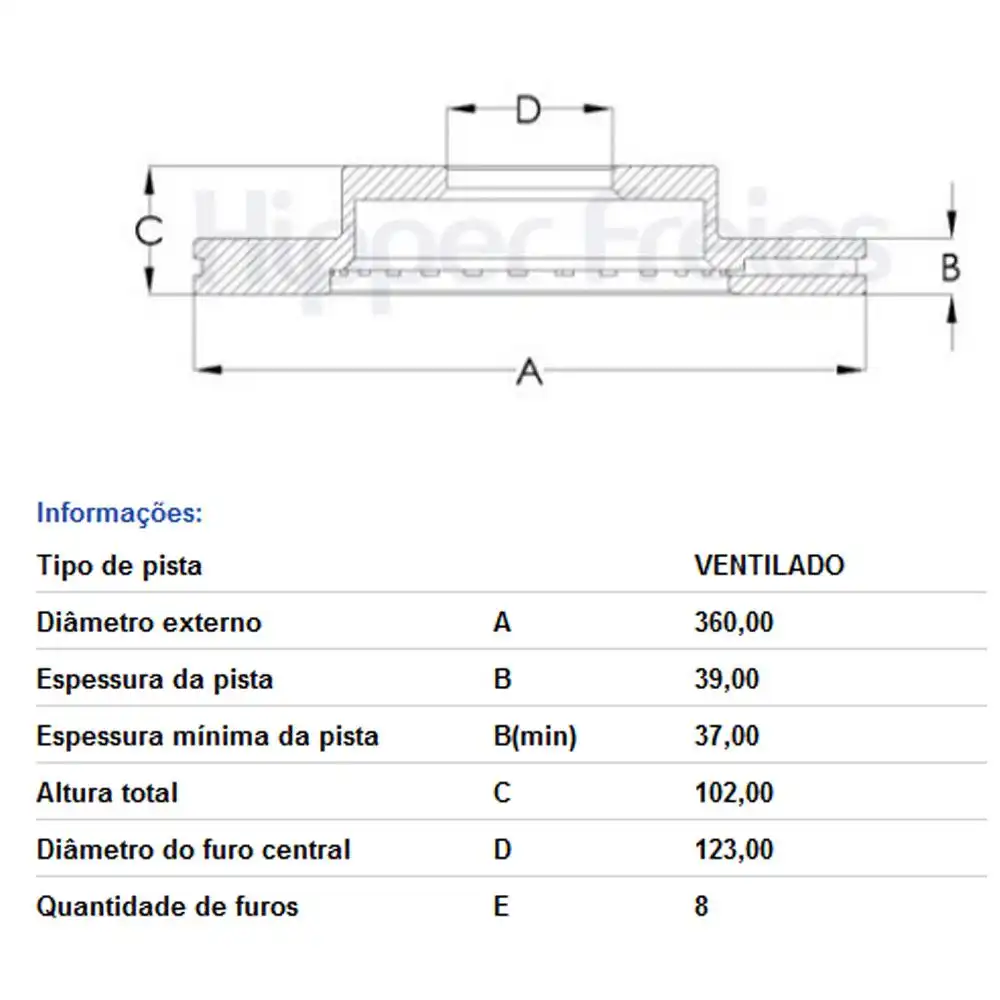DISCO FREIO DIANTEIRO RAM 2500 5.7 2009 ACIMA