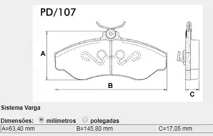 PASTILHA FREIO DIANTEIRA S-10 1995 A 2011 SISTEMA VARGA