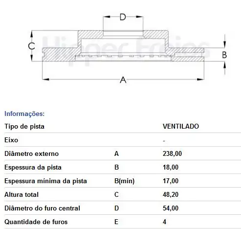 DISCO FREIO DIANTEIRO TOYOTA COROLLA 1.6 1.8 16V /1993
