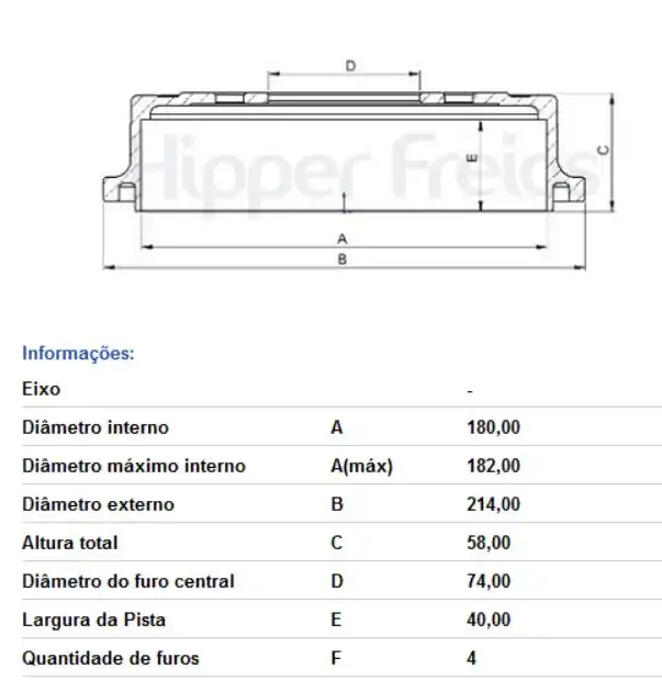 TAMBOR FREIO TRASEIRO CHERY QQ 1.0 1.1 2011 A 2019