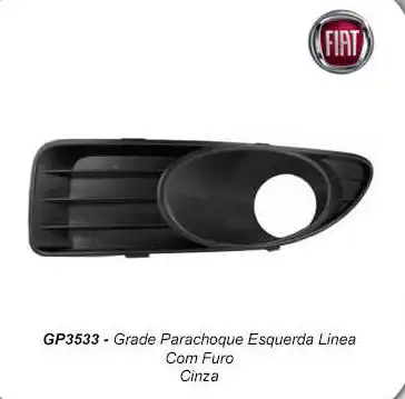 GRADE PARACHOQUE DIANT FIAT LINEA 09/14 ESQ C/FAROLETE CINZA