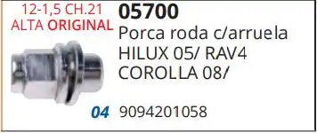 PORCA RODA TOYOTA HILUX 05/ RAV4 COROLLA 08/ CROMADO C/ARRUE