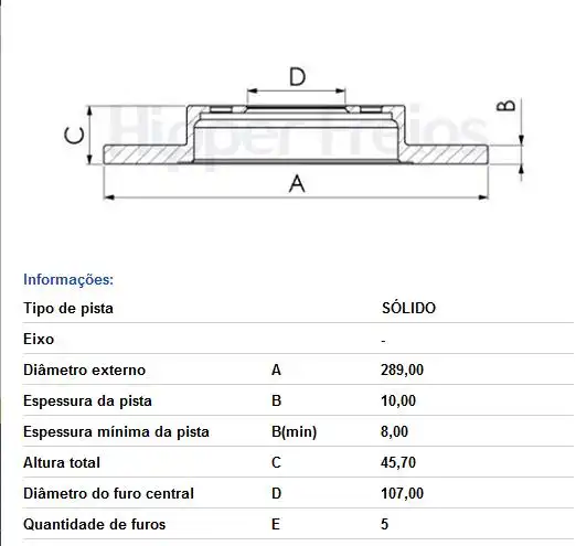DISCO FREIO DIANTEIRO TRACKER 1989/