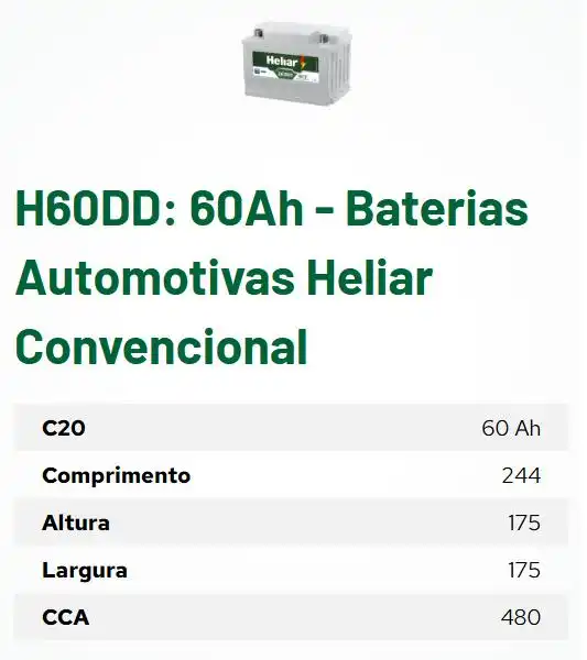 BATERIA UNIVERSAL 60 AMP. POSITIVO DIR (BAIXA)