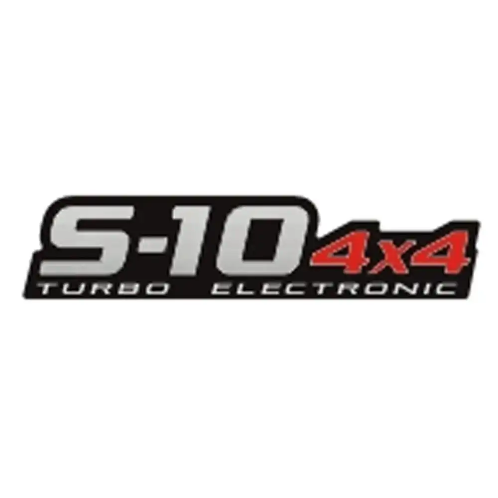 EMBLEMA ADESIVO "S-10 4X4 TURBO ELECTRONIC" VERMELHO PEQUENO
