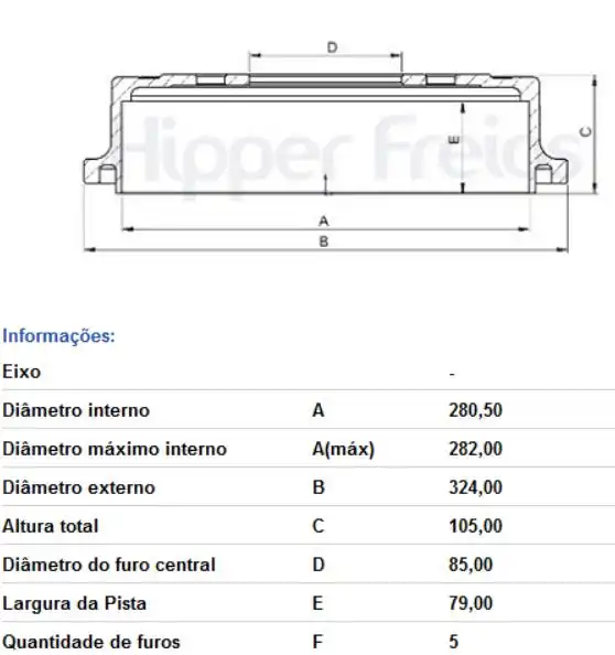 TAMBOR FREIO TRASEIRO MERCEDES SPRINTER 1997 EM DIANTE